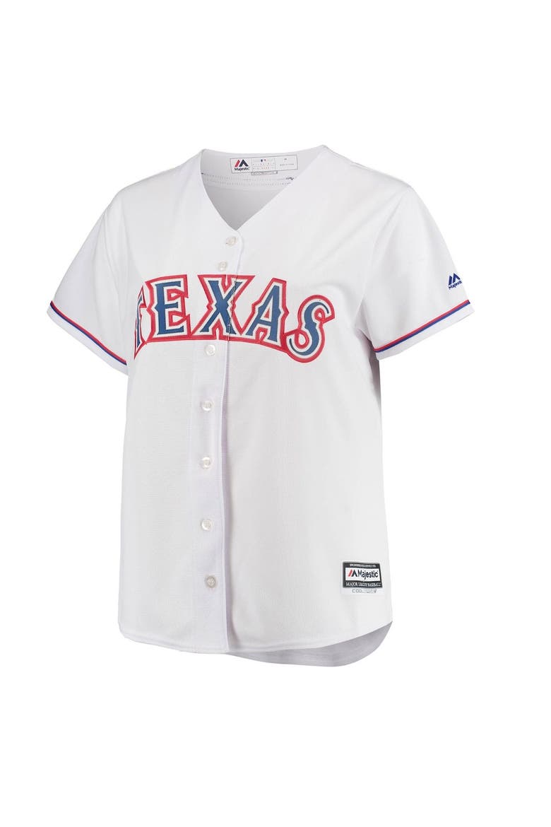 Women's Majestic White Texas Rangers Plus Size Home Replica Team Jersey, Alternate, color, WHITE