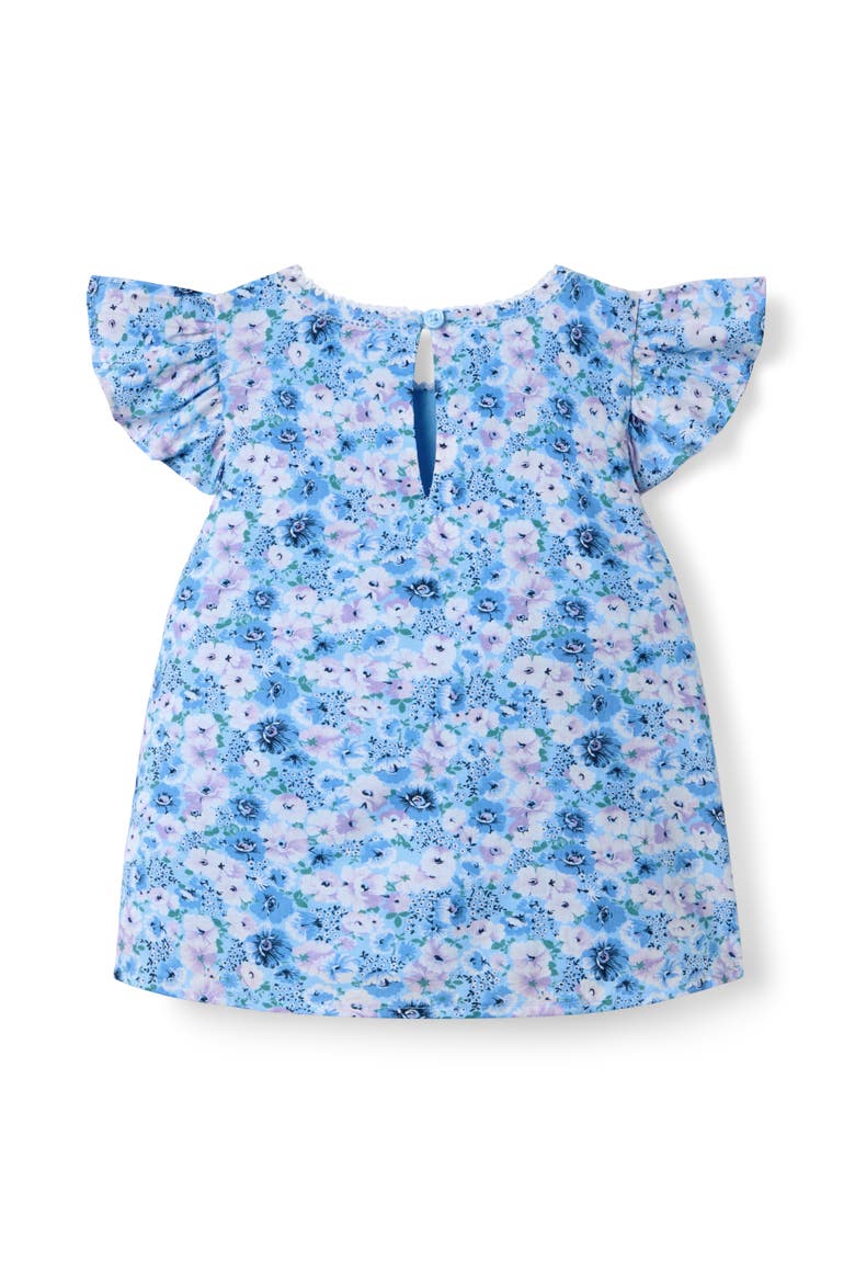 Floral Flutter Sleeve Top, Alternate, color, Blue