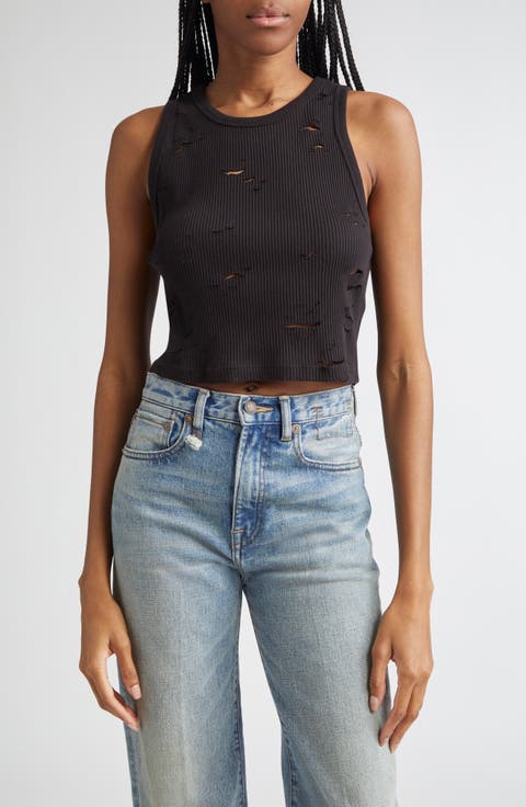 Distressed Cotton Crop Tank