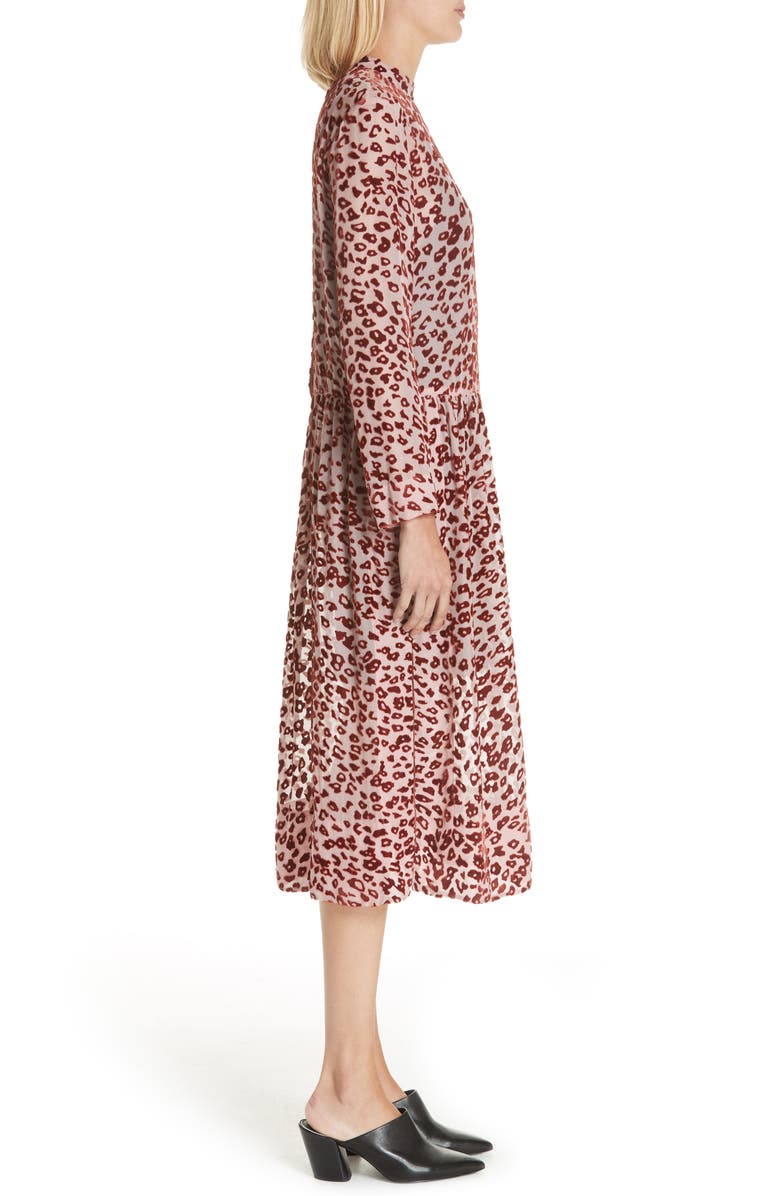 rag & bone Gia Devoré Leopard Spot Dress, Alternate, color, 