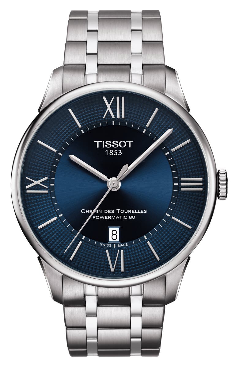 Tissot T-Classic Chemin Des Tourelles Powermatic 80 Automatic Bracelet Watch, 42mm, Main, color, 