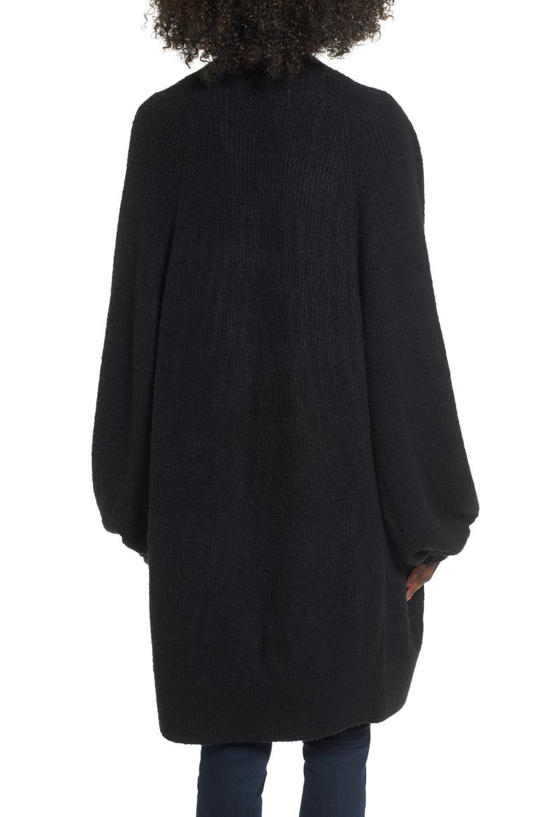 Blouson Sleeve Cardigan, Alternate, color, BLACK