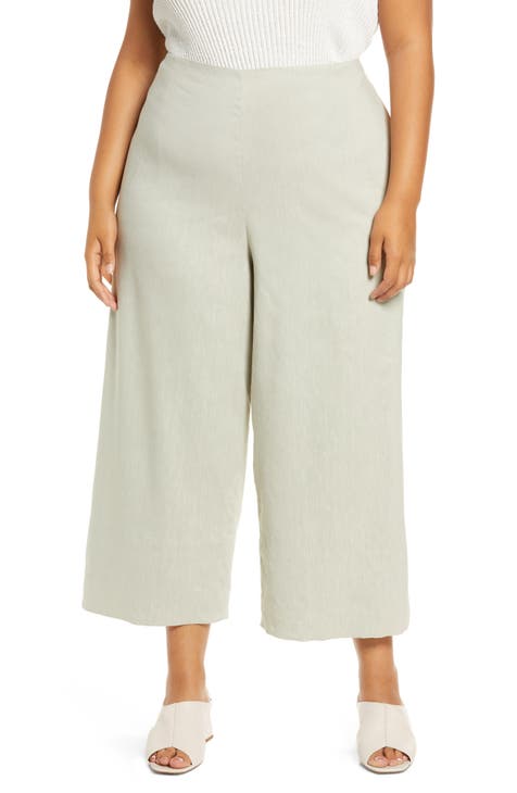 Crop Wide Leg Linen Blend Pants