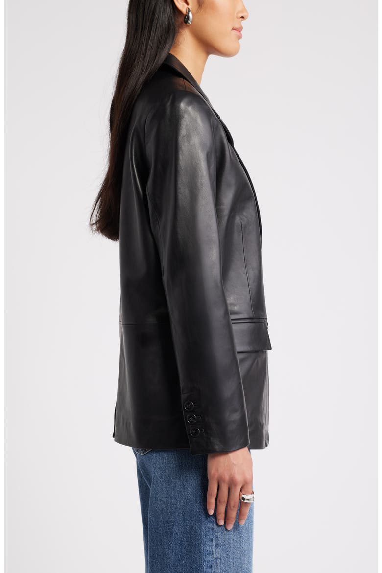 Leather Blazer, Alternate, color, BLACK