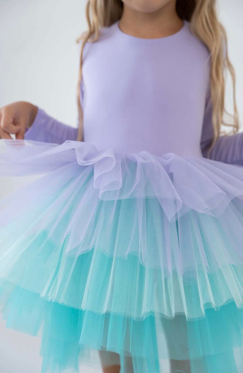Mini Celebrities Mermaid Long Sleeve Fluffy Tutu Dress, Alternate, color, Lilac Mermaid