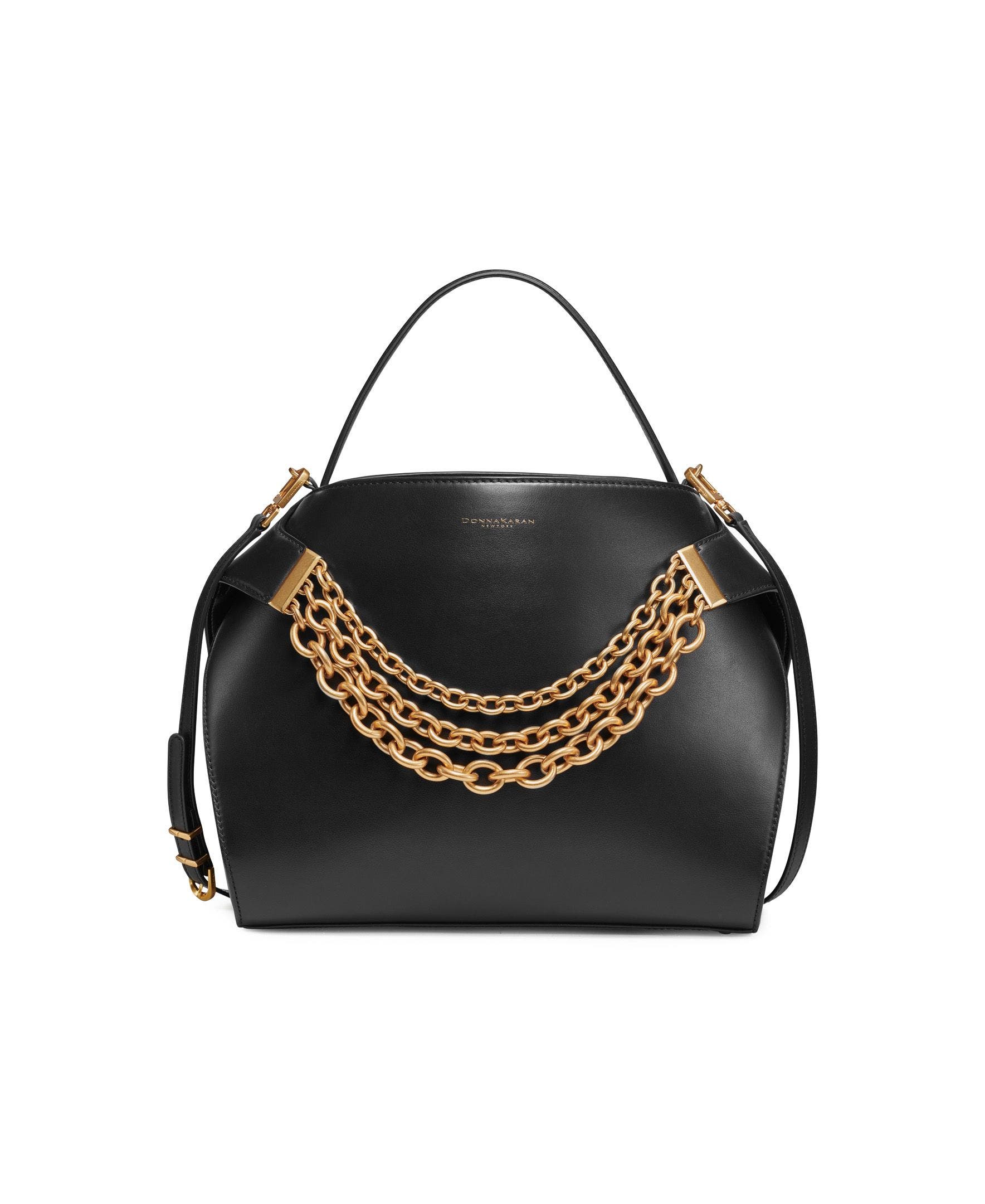 Donna Karan New York Plandome Satchel, Main, color, Black/Gold