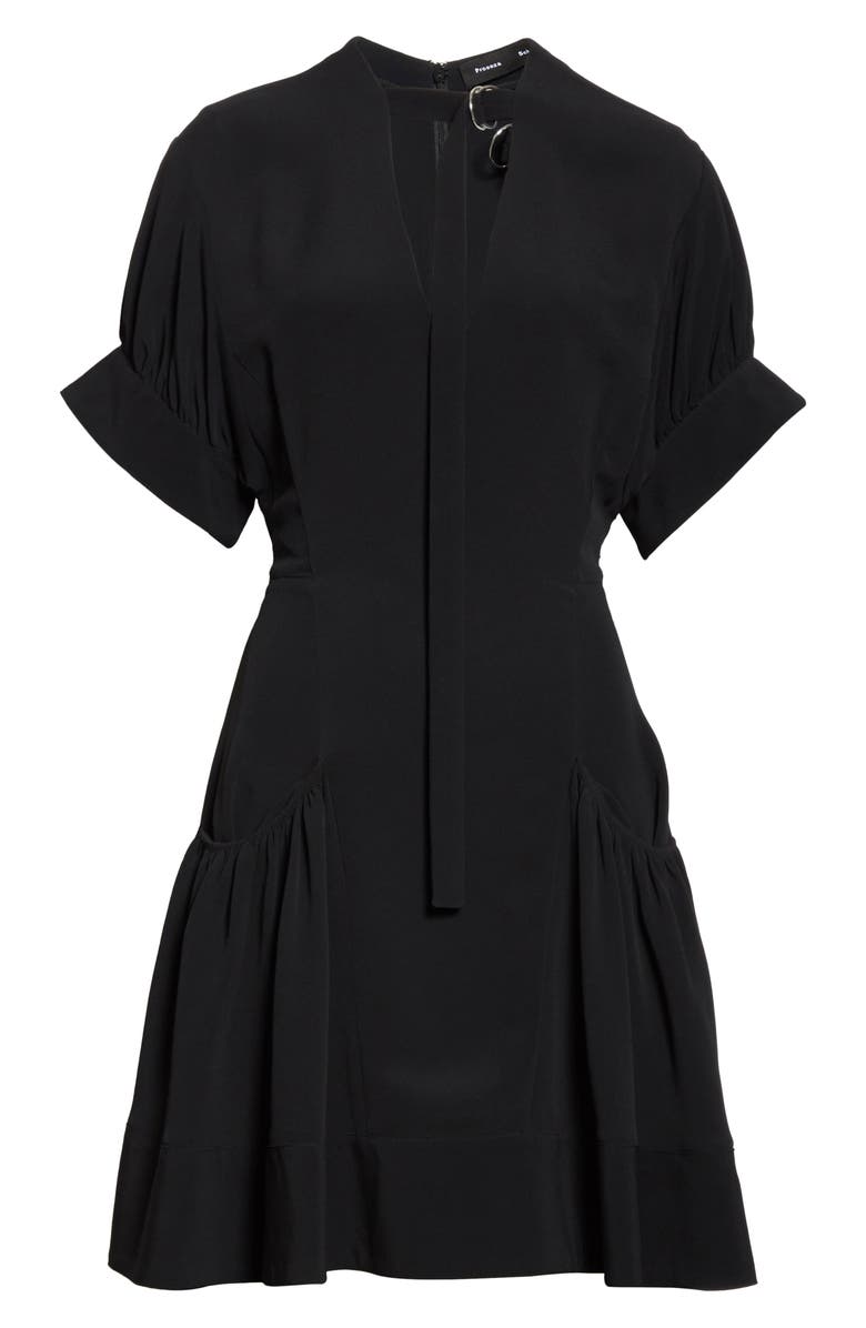 Proenza Schouler Buckle Strap Short Sleeve Crepe Dress, Alternate, color,