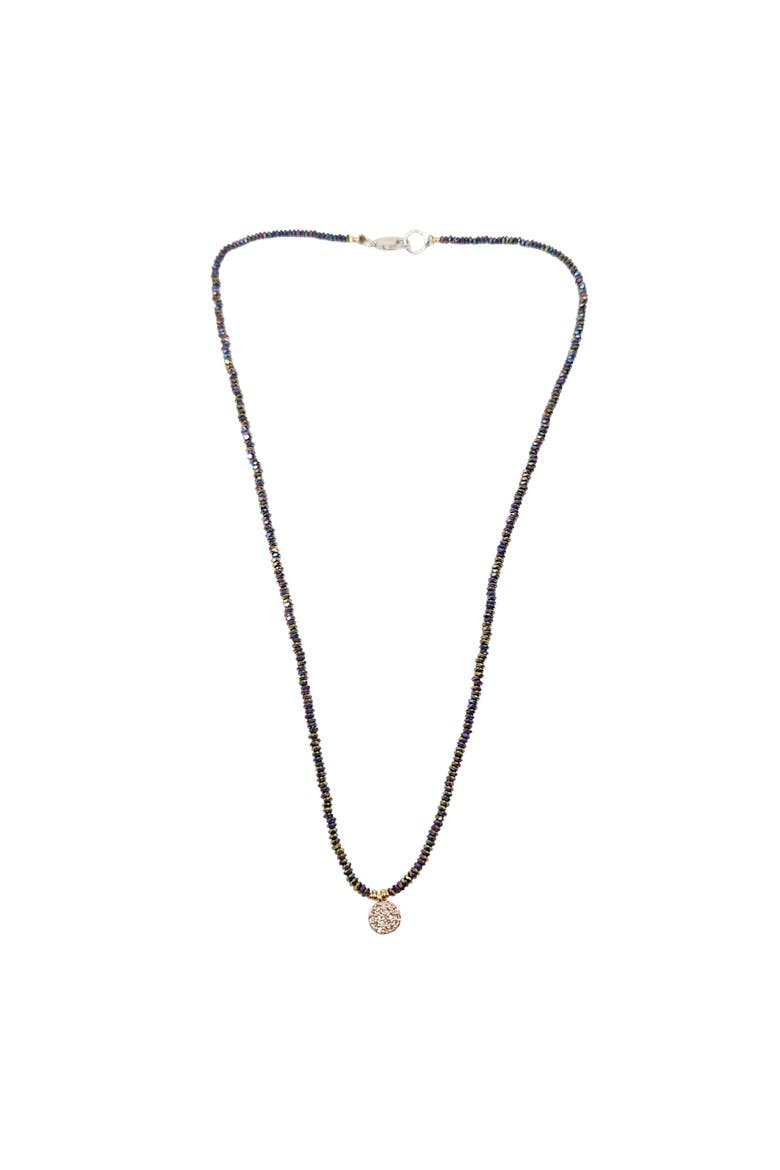 Rainbow Pyrite Necklace Charm Choker, Alternate, color, Black