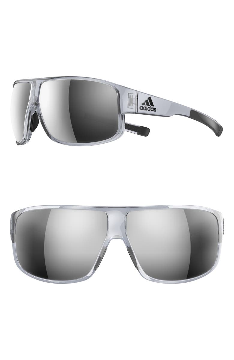adidas Horizor 67mm Mirrored Wraparound Sport Sunglasses, Main, color,