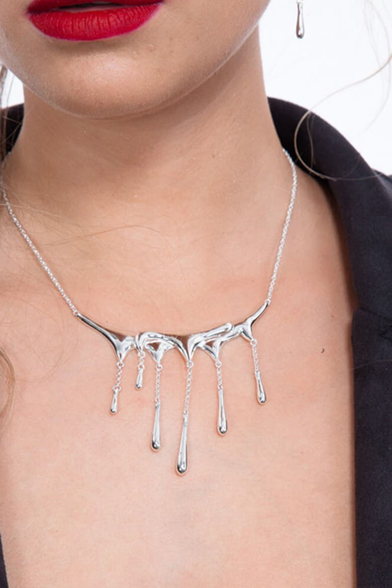 Melting Drop Necklace, Alternate, color, Sterling Silver