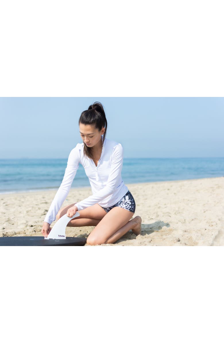 TUTUBLUE Women's Zip-Front Rash Guard Swim Top - UPF 50+, Alternate, color, Solid Bright White