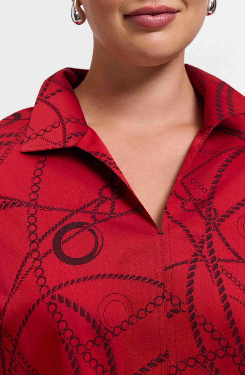 Foxcroft Agnes Print Popover Top, Alternate, color, Red/ Black