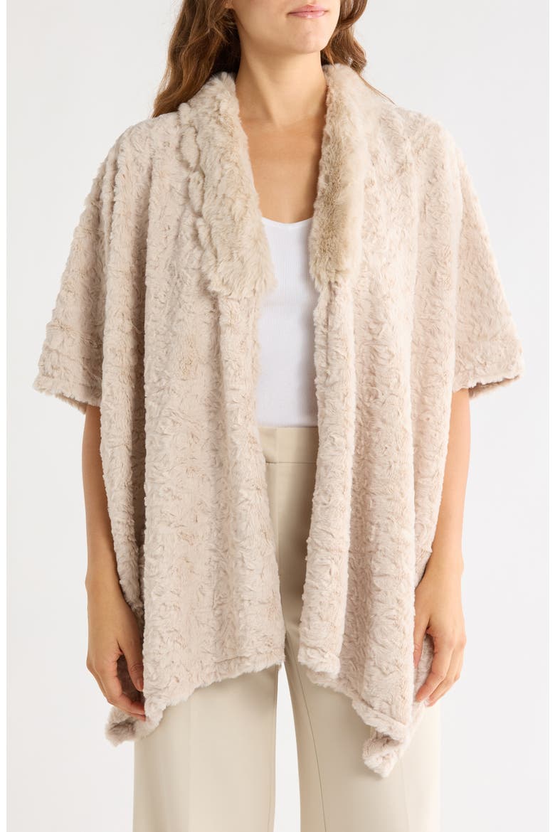 Faux Fur Poncho, Main, color, CREAM