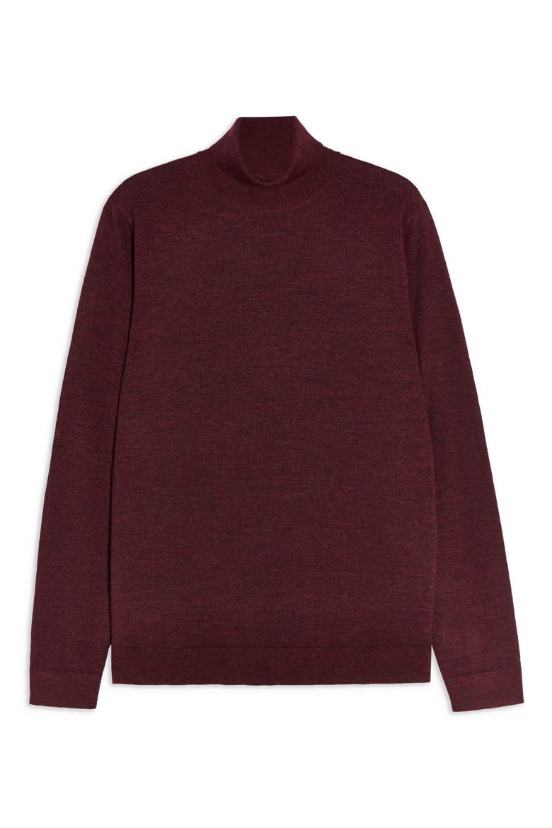 Merino Wool Turtleneck Sweater, Alternate, color, BURGUNDY