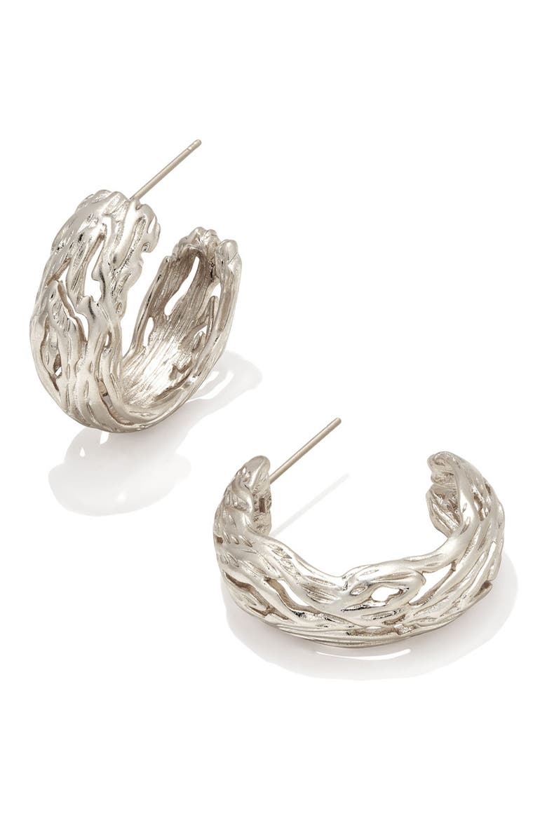 Caprise Hoop Earrings, Main, color, RHODIUM