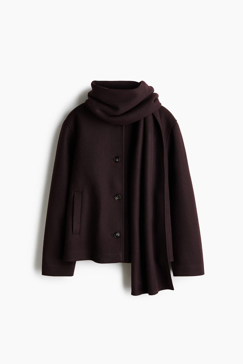 Scarf-Detail Jacket, Alternate, color, Burgundy