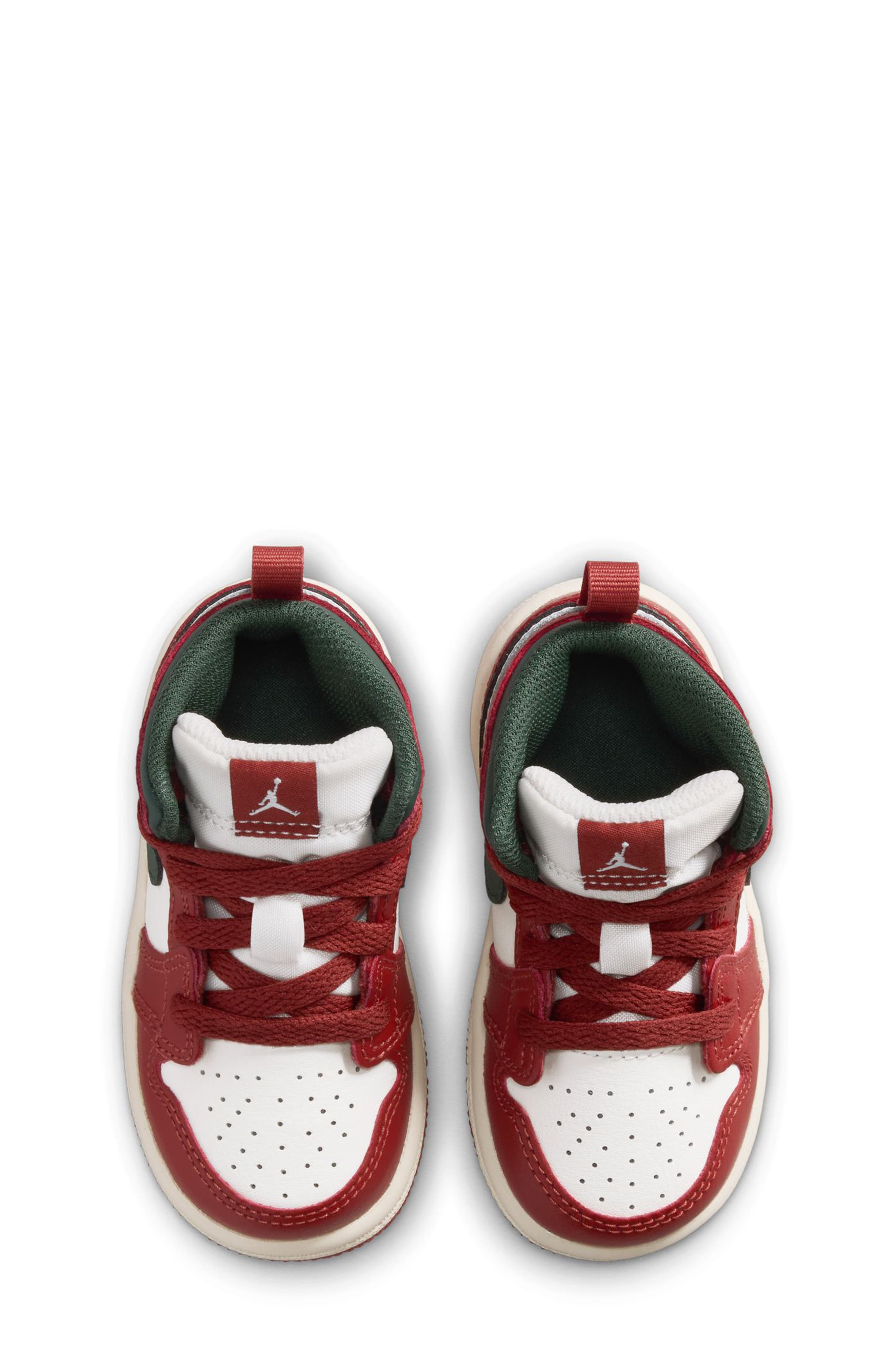 Nike Kids' Air Jordan 1 Mid Sneaker, Alternate, color, Sail/ Green/ Pure Platinum