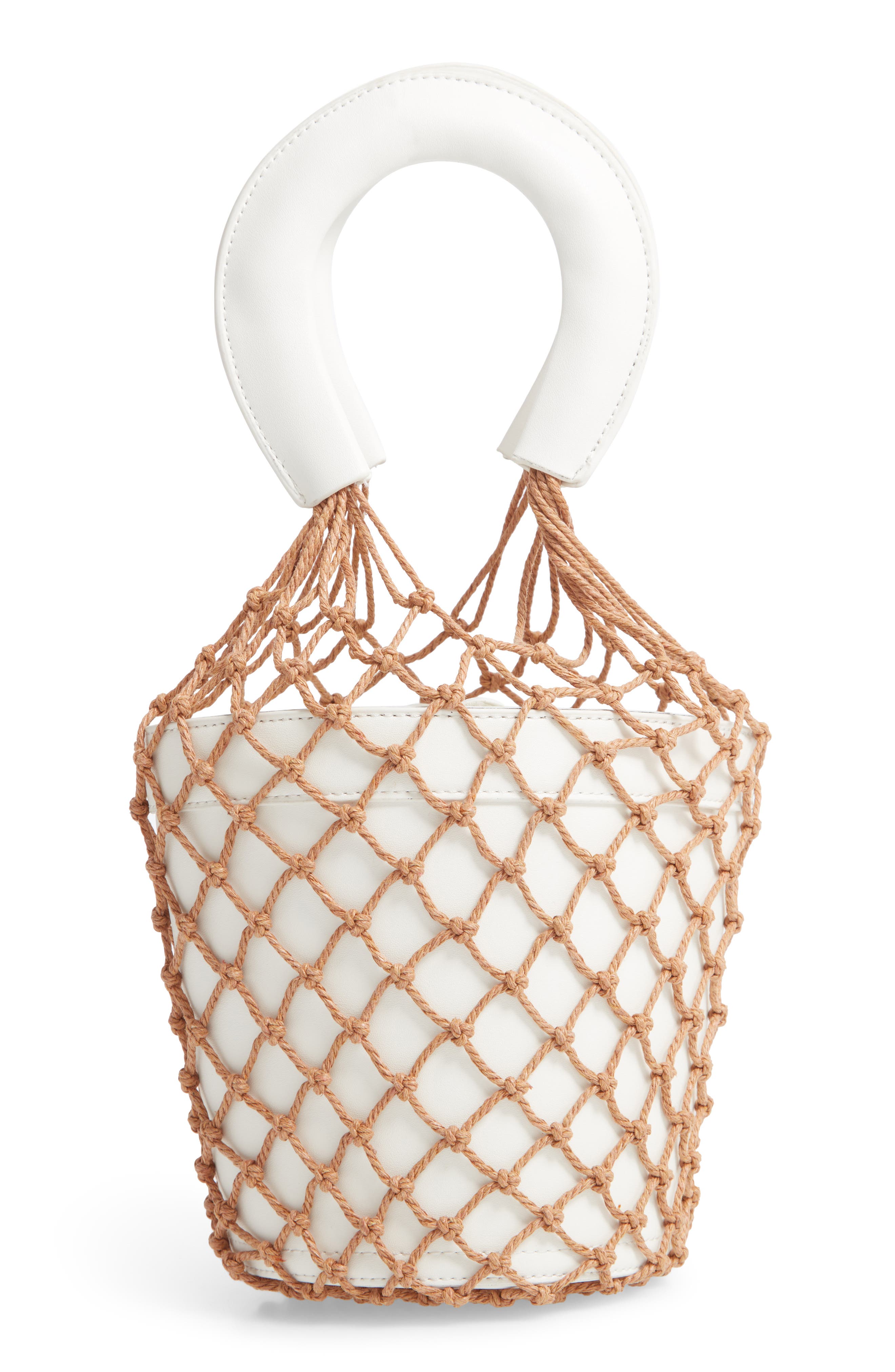 Knotty Net Faux Leather Bucket Bag, Main, color, 