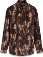 Bugatchi Julian Shaped Fit Shadow Print Stretch Cotton Button-Up Shirt
