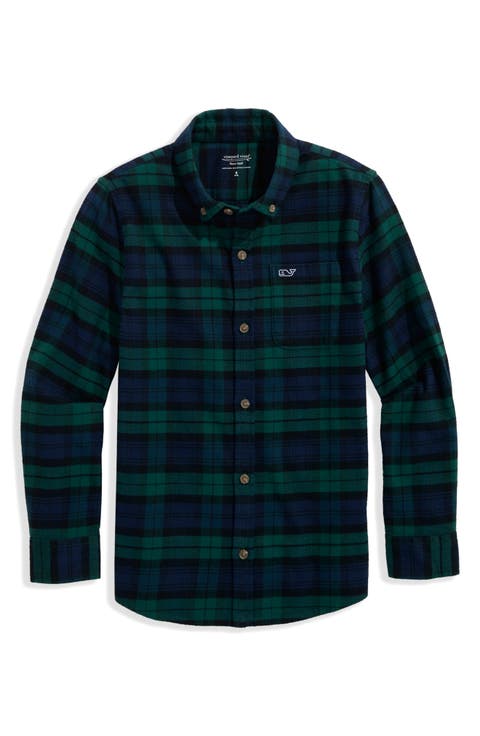 Kids' Frostpine Plaid Stretch Cotton Flannel Button-Down Shirt (Big Kid)