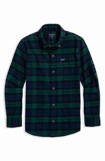 vineyard vines Kids' Frostpine Plaid Stretch Cotton Flannel Button-Down Shirt