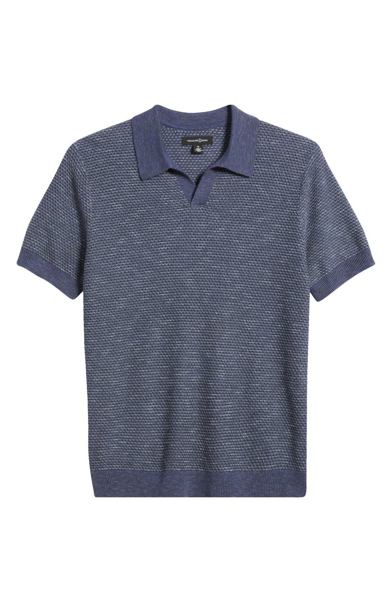 Treasure & Bond Short Sleeve Johnny Collar Polo Sweater, Alternate, color, Navy India Ink