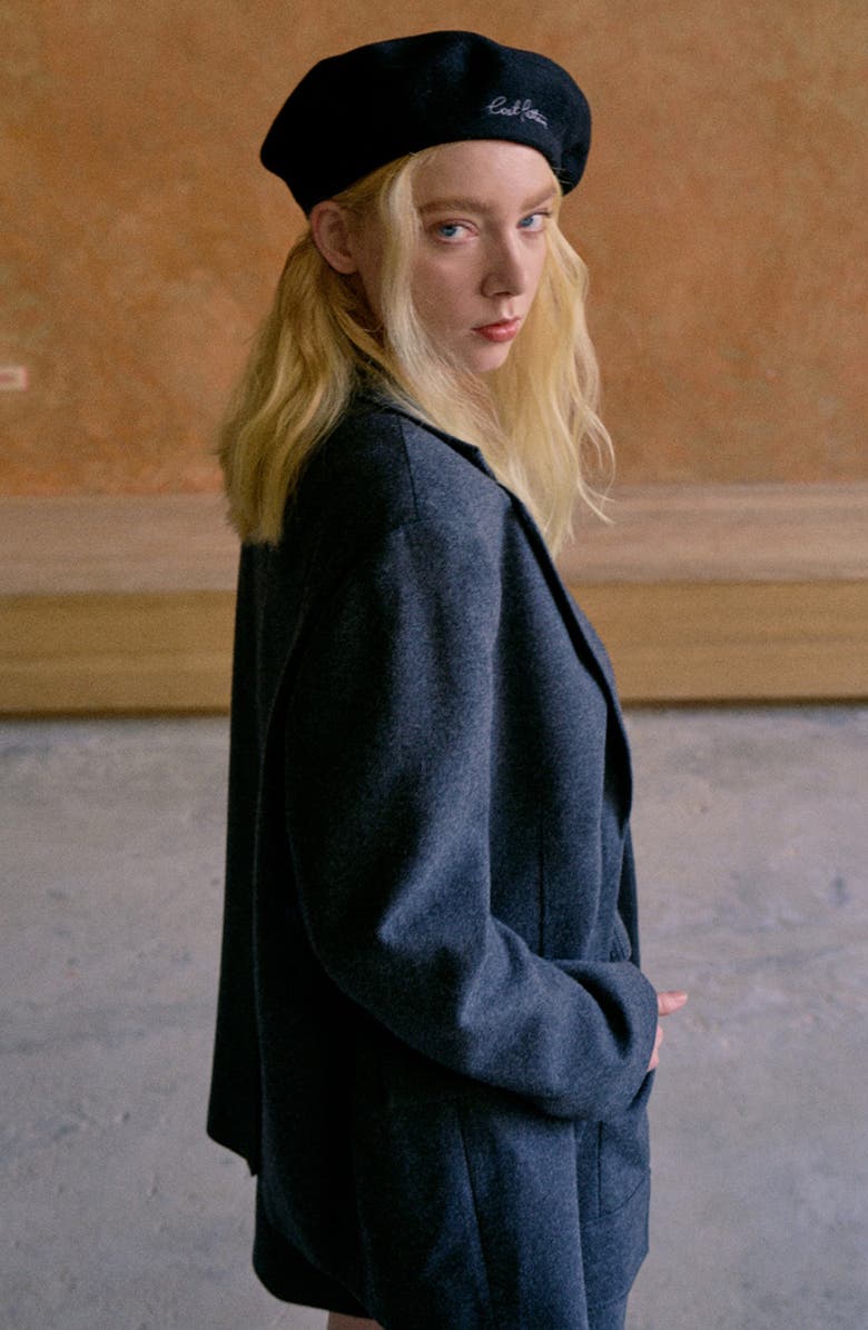 Lost Pattern Bon Chic Wool Blend Beret, Alternate, color, Black