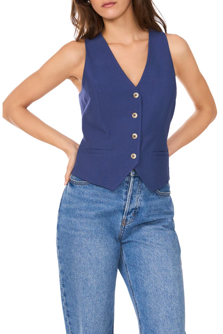 Buton-Up Vest, Main, color, INDIGO NIGHT