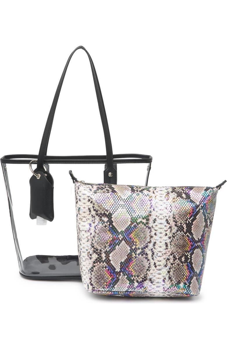 Madden Girl Snake Embossed Pouch & Transparent Tote Bag, Alternate, color,