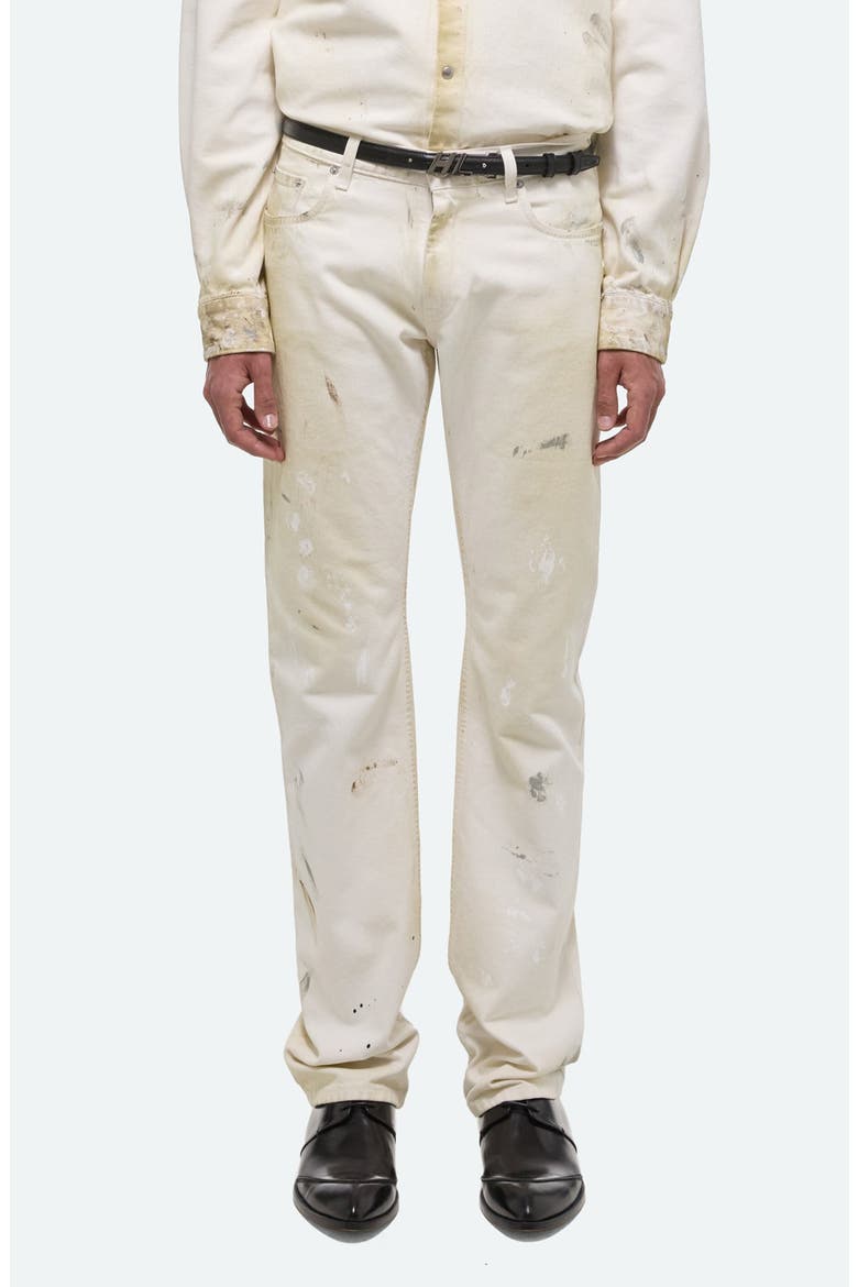 Painted Organic Cotton Five-Pocket Pants, Main, color, ECRU PAINTER - 21V