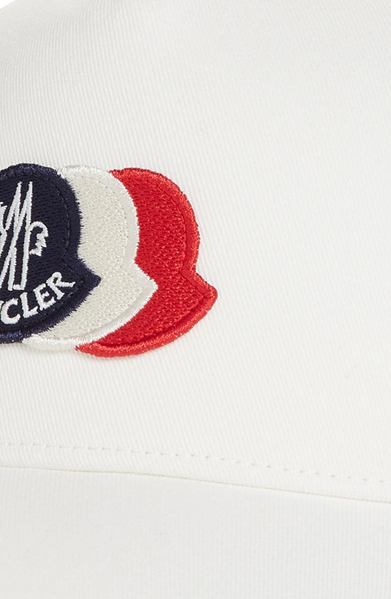 Moncler Kids' Tricolor Logo Patch Cotton Gabardine Baseball Cap, Alternate, color, White