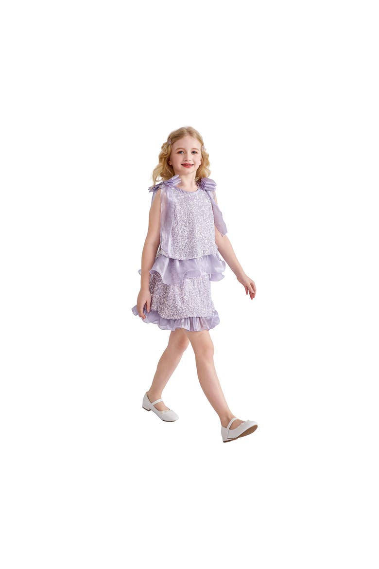 Althea Glitter Ruffle Skirt Set, Alternate, color, Purple