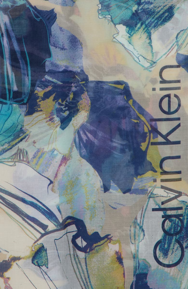 Calvin Klein Abstract Floral Scarf, Alternate, color, Indigo