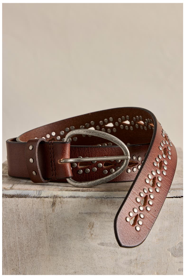 Preston Stud Leather Belt, Alternate, color, MOCHA