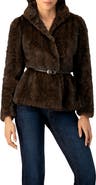 IVONNE Plush Belted Fake Fur Coat