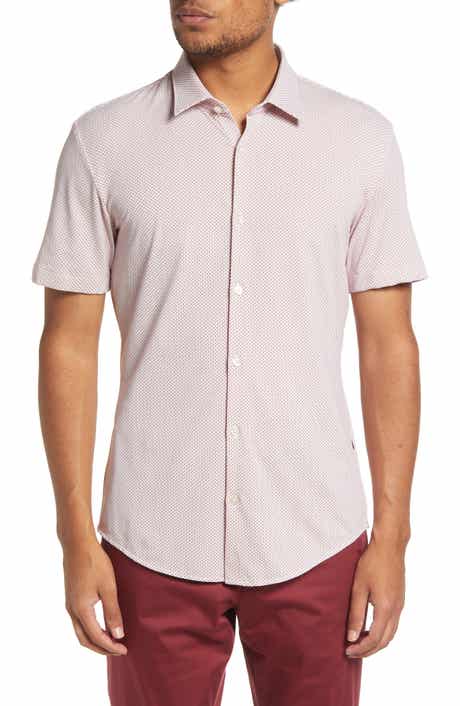 BOSS Ronn Slim Fit Geo Print Short Sleeve Button-Up Shirt