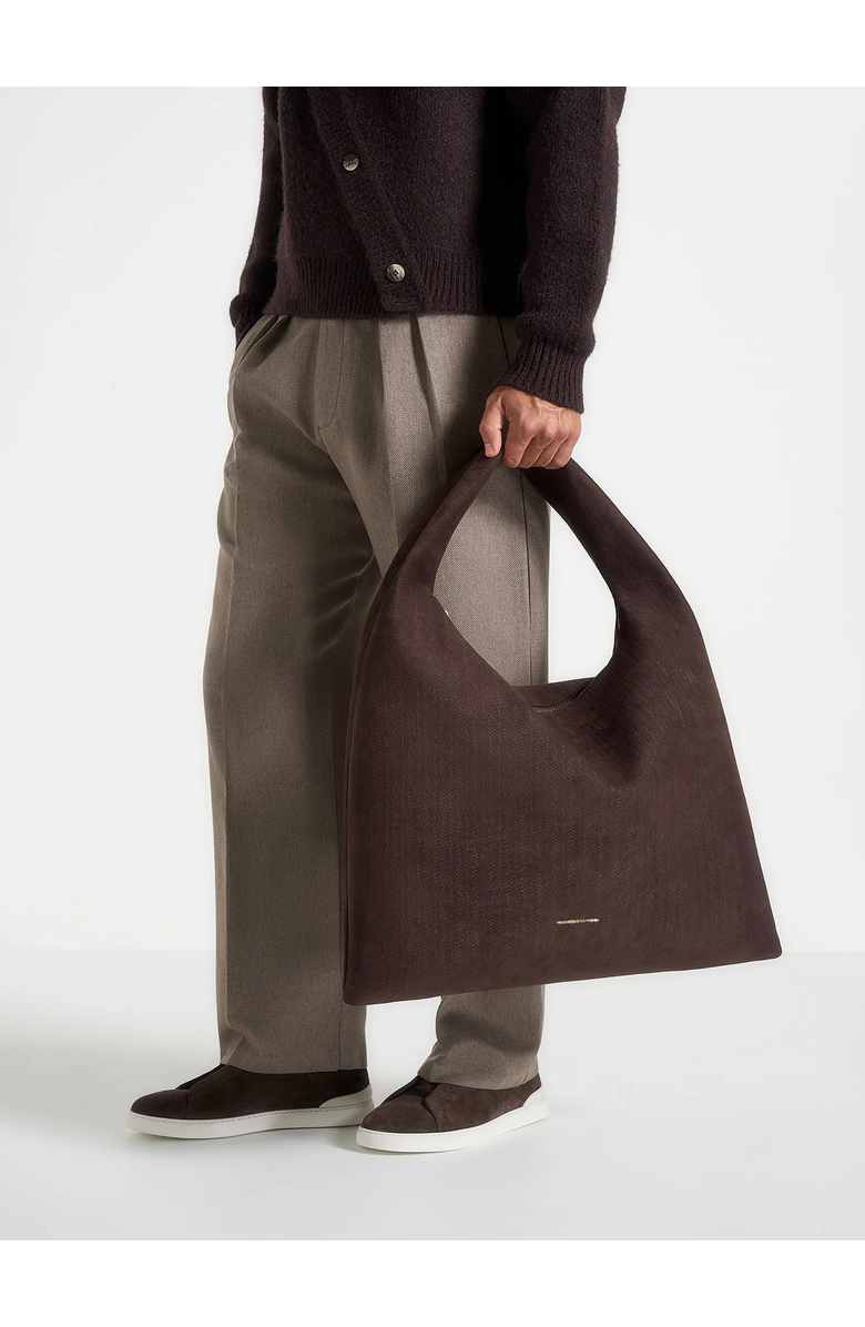 Manière De Voir Aubin Braided Suede Hobo Bag, Alternate, color, Brown