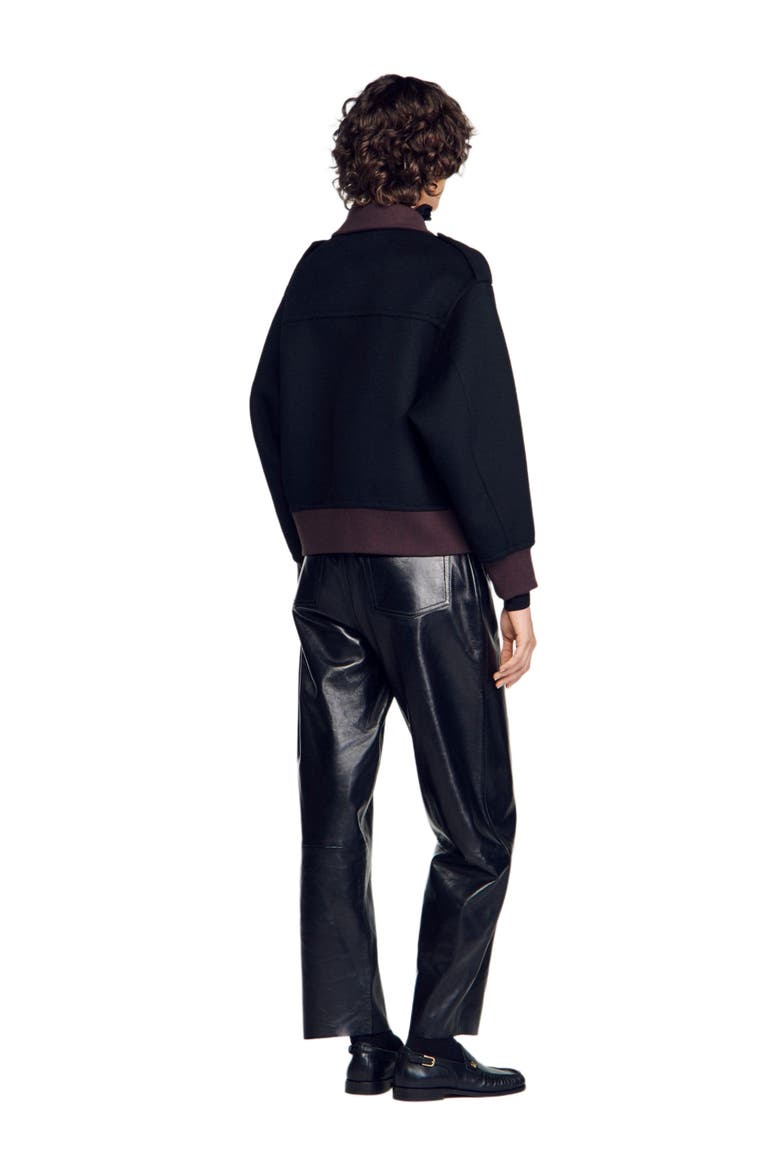 Short coat with contrast collar, Alternate, color, Black