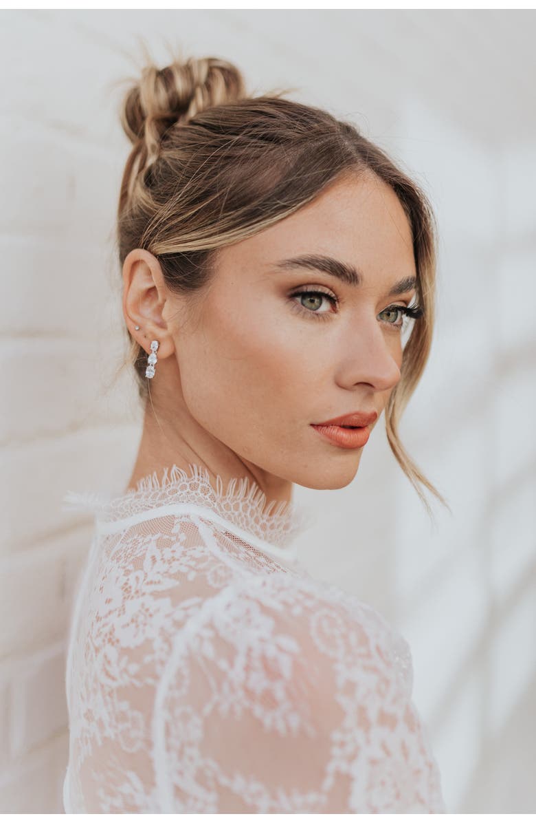 Untamed Petals Baha Crystal Earrings, Alternate, color, Silver