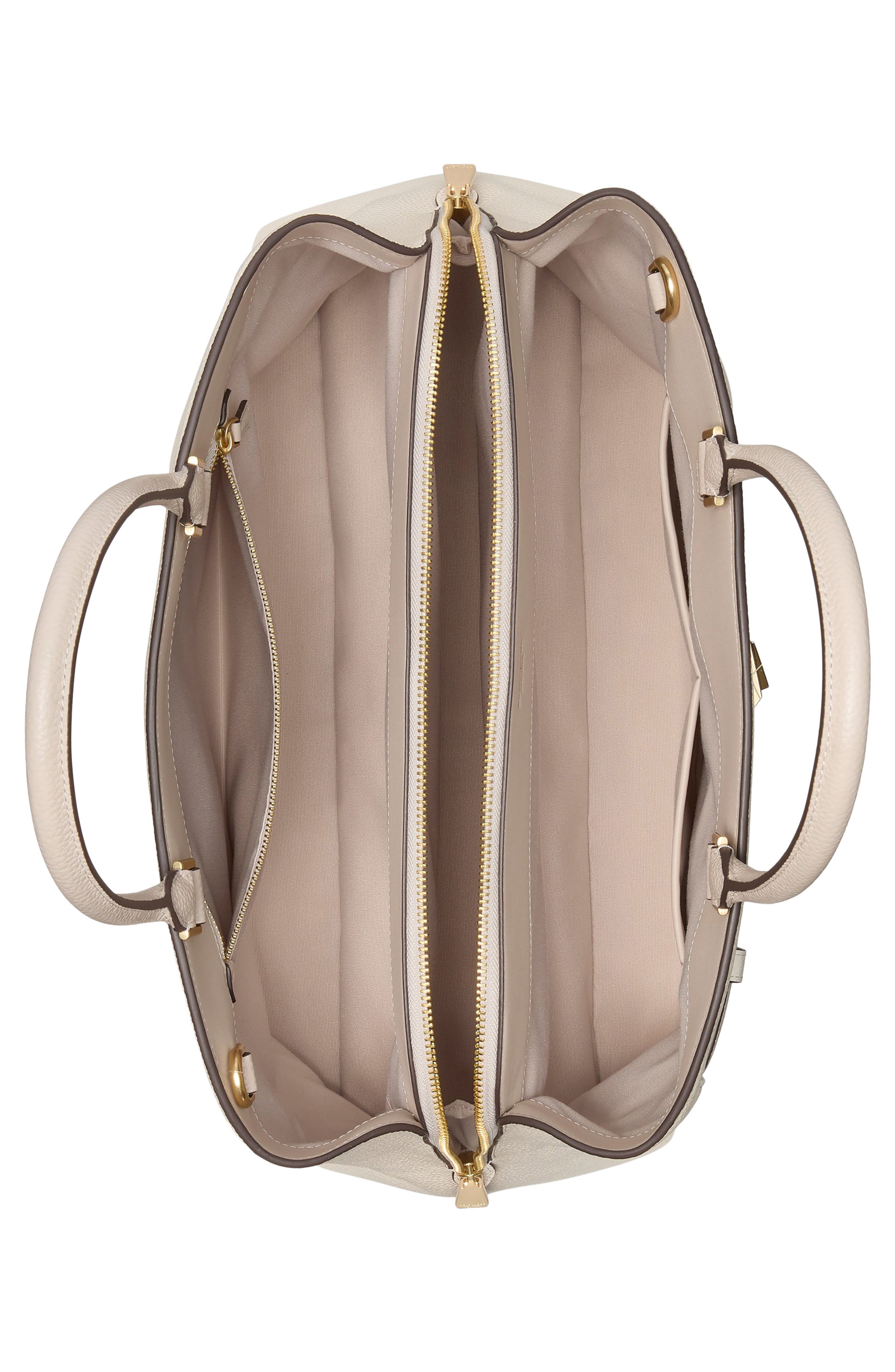 Kate Spade New York deco colorblock pebble leather satchel, Alternate, color, Cashew Milk Multi