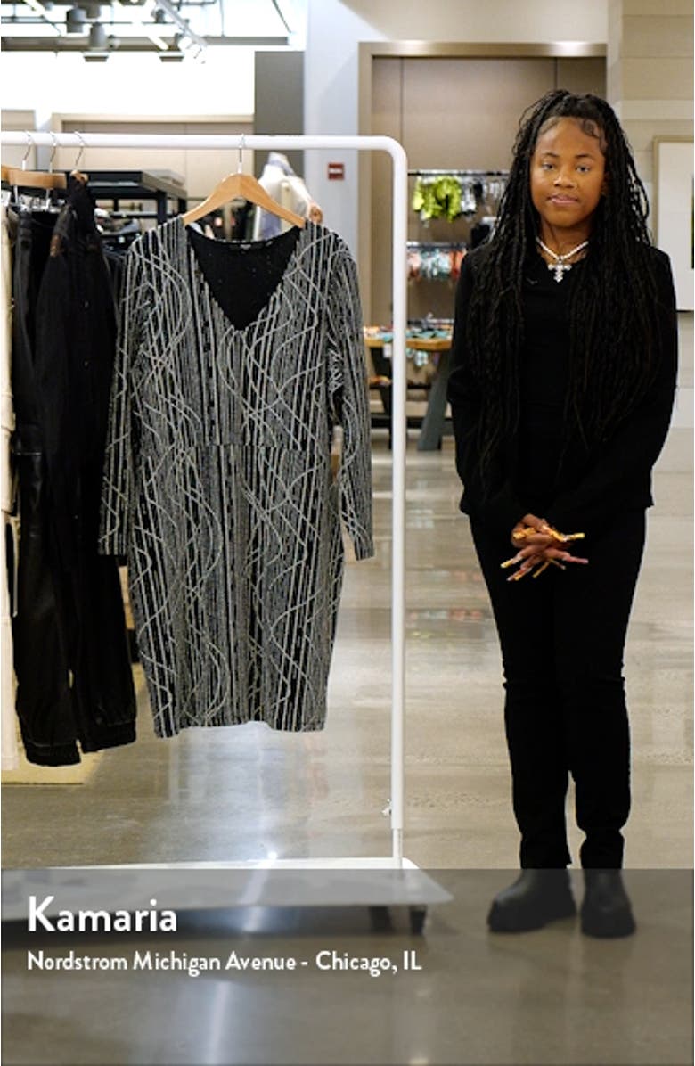 Metallic Long Sleeve Body-Con Cocktail Dress, sales video thumbnail