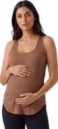 24seven Comfort Apparel Maternity Basic Ribbed Knit Sleeveless Scoop Neck Long Flared Tank Top