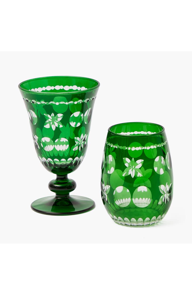 Mrs. Alice Anita Engraved Wine Glass, Alternate, color, Green