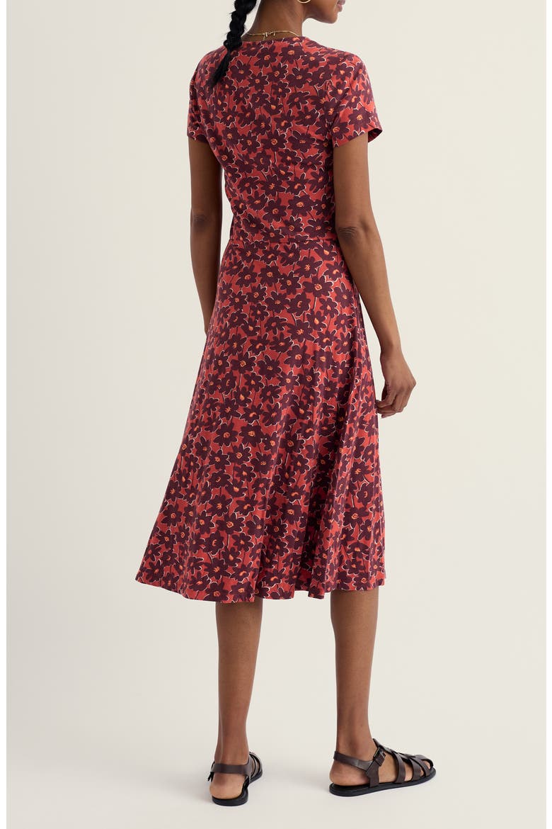 Pier View Floral Flare Stretch Organic Cotton Dress, Alternate, color, INKED COSMOS MASALA