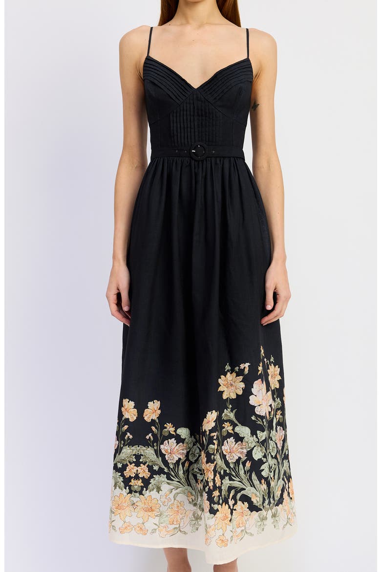Iris Belted Floral Print Maxi Dress, Alternate, color, BLACK GINGER OLIVE