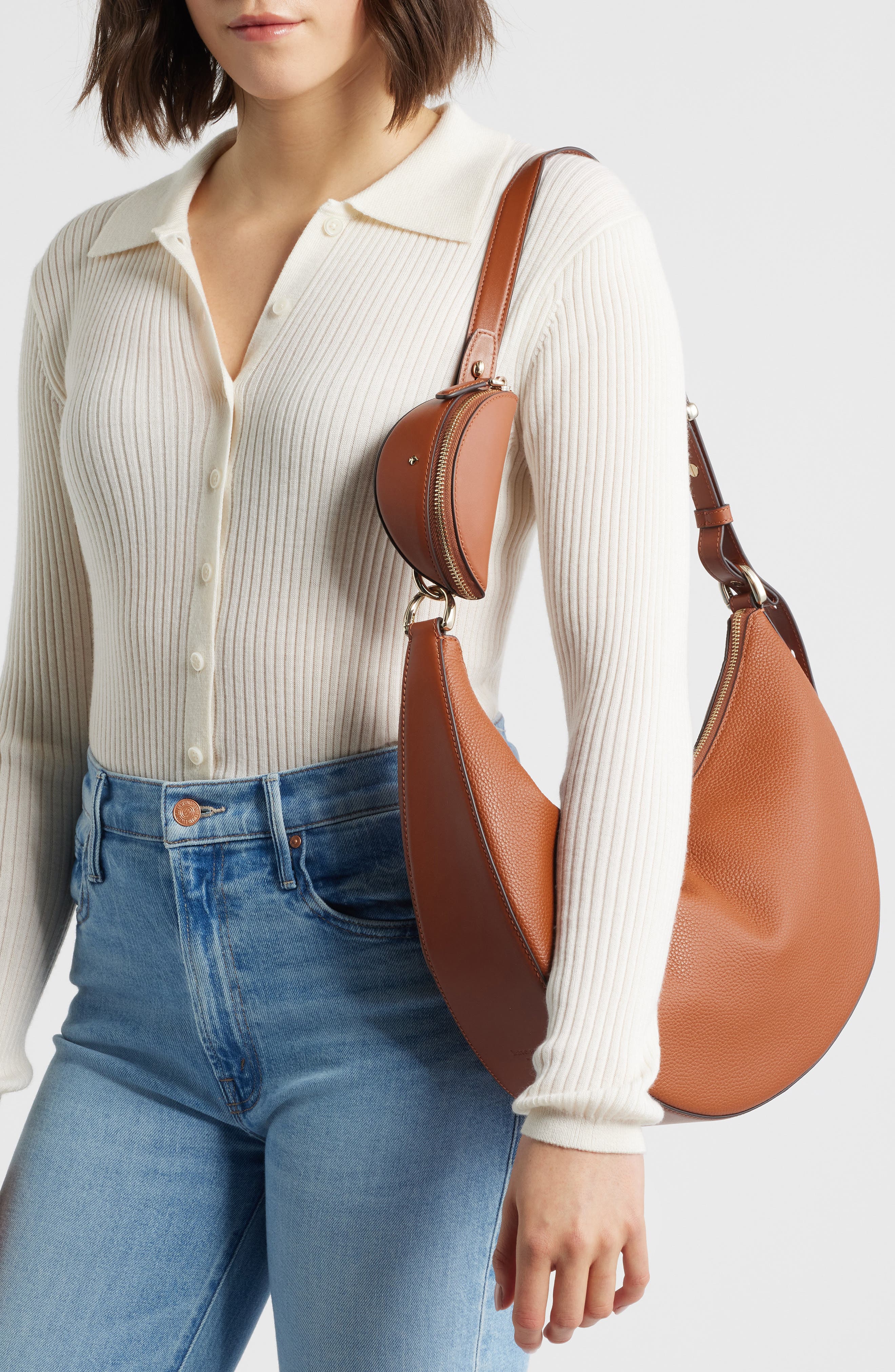 large duo pebbled leather crossbody bag, Alternate, color, SOUTHWEST DESERT