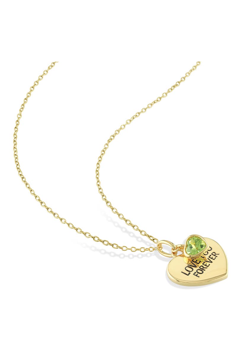 Julianna B. LOVE YOU FOREVER Heart Necklace Plated Silver, Alternate, color, Peridot
