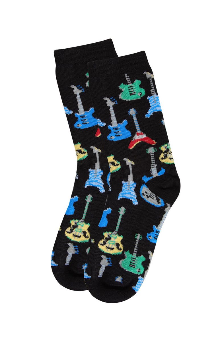 MeMoi Guitar Blend Crew Socks, Alternate, color, Black