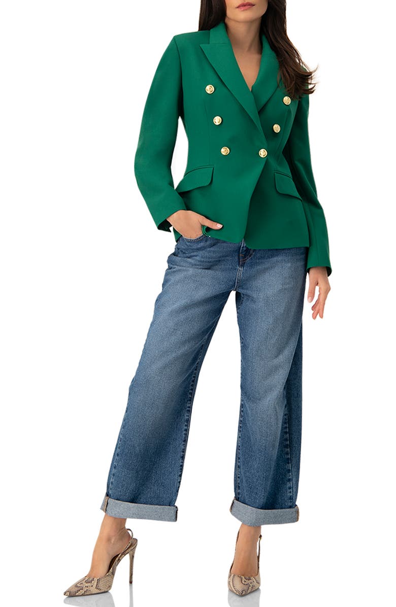 IVONNE Double-Breasted Blazer with Buttons, Alternate, color, Green