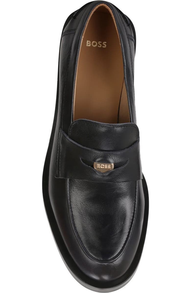 BOSS Iryna Leather Penny Loafer, Alternate, color, Black